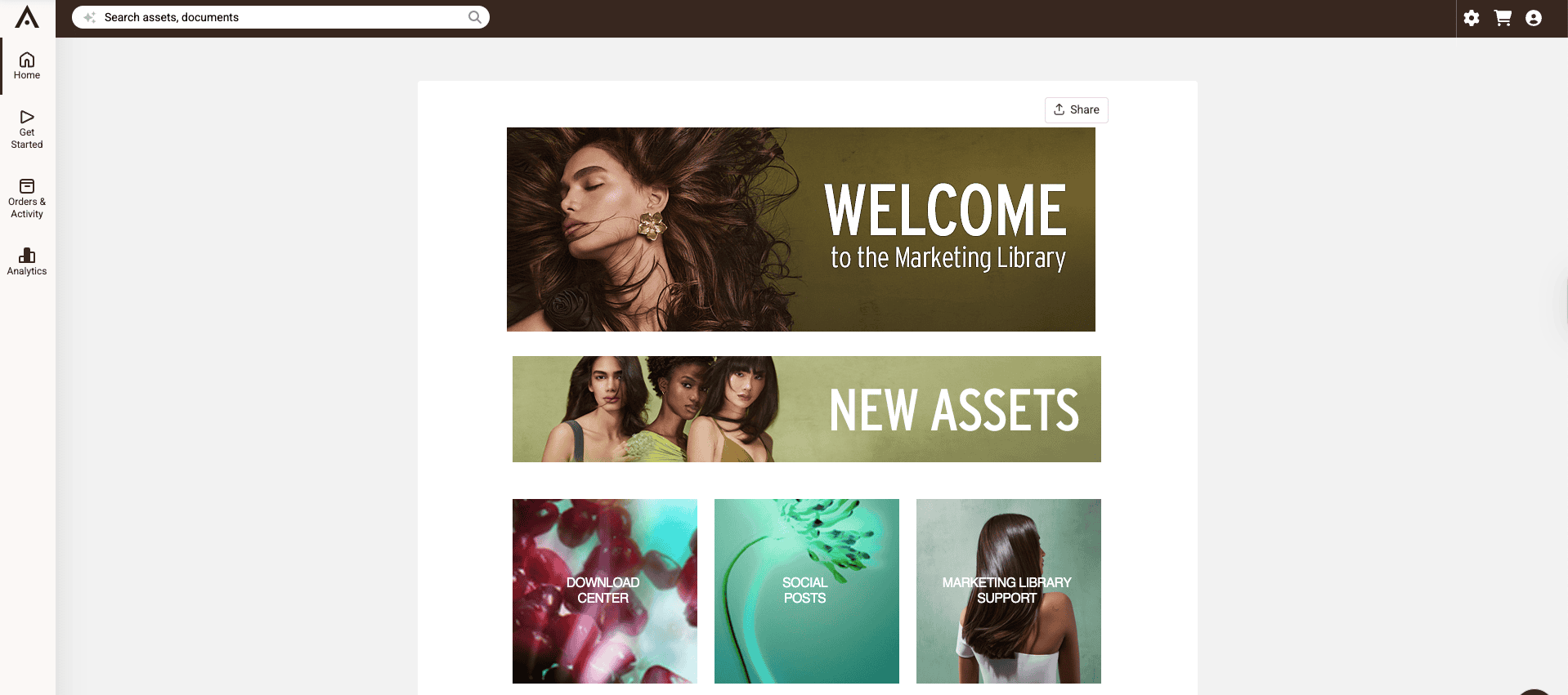 Marketing library dashboard